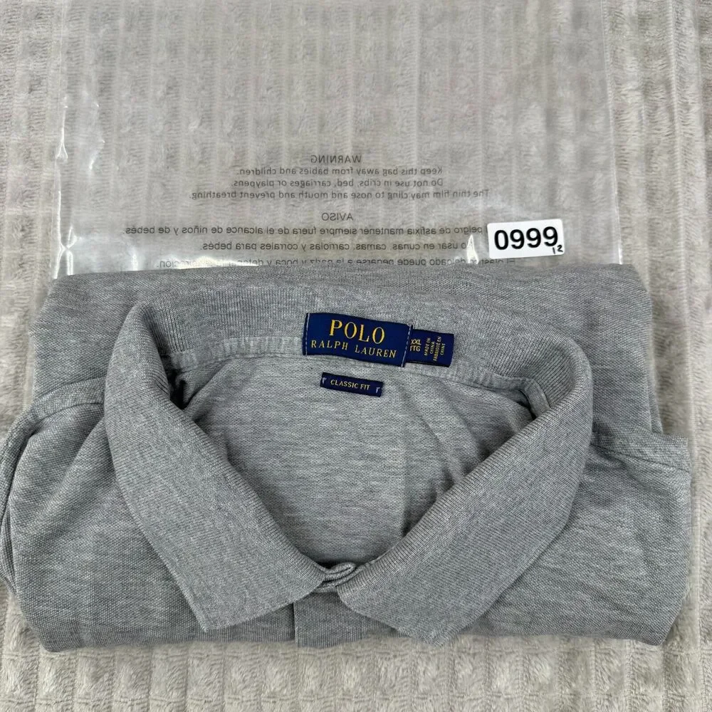 Polo Ralph Lauren Men's Shirt XXL Gray Classic Fit Gray‎ Pony Preppy Stretch